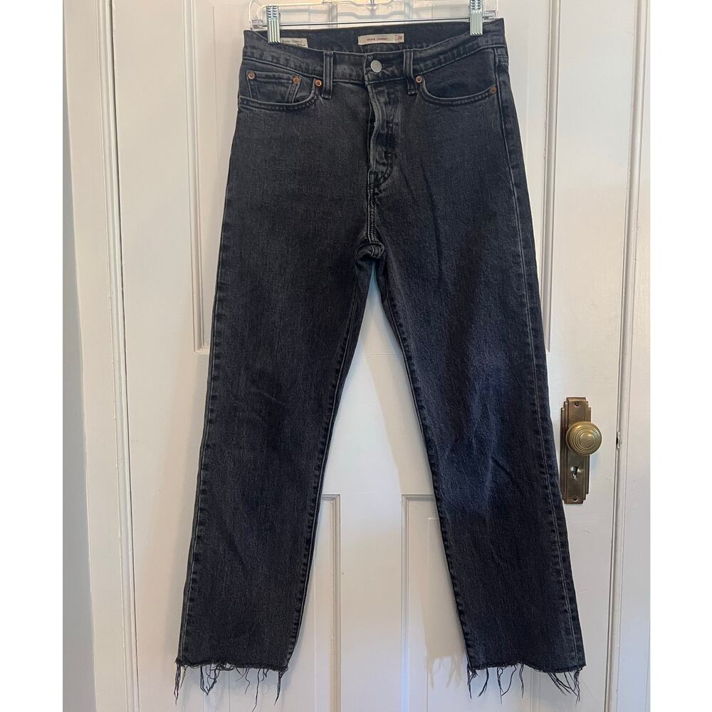 Levi's Premium Denim Wedgie Straight Black Jeans Women 28 W 28 L Button Fly FLAW
